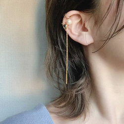 珍珠 x 金 x 長鏈耳夾 | 耳夾耳夾耳環 | EC13 第1張的照片