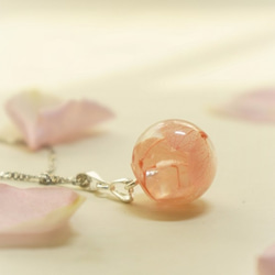 玫瑰粉繡球花水晶球鎖骨項鍊 第1張的照片