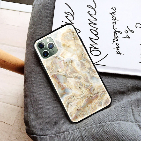 卵の黄色の大理石の石の模様のある艶をかけられた光沢のある電話ケースiPhone 11 Pro Max Samsung Xiaom 1枚目の画像