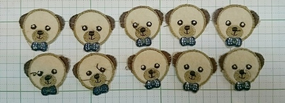 【【難あり】くま？いぬ？＊10枚セット＊アイロンワッペン＊刺繍ワッペン＊ハンドメイド材料* 入園＊入学 1枚目の画像