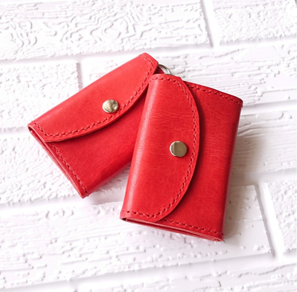 ちょいスリムなミニ財布 ✨ロロマレザー(赤) 1枚目の画像