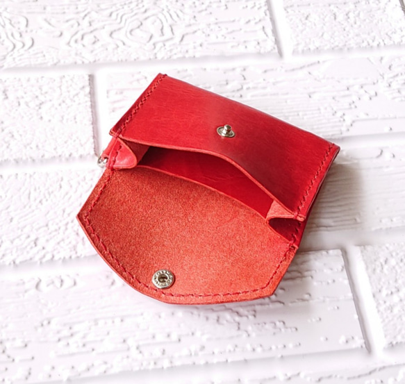 ちょいスリムなミニ財布 ✨ロロマレザー(赤) 3枚目の画像