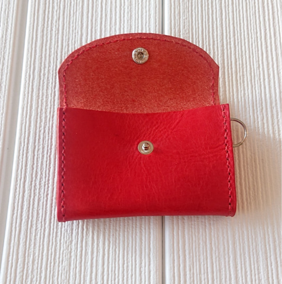 ちょいスリムなミニ財布 ✨ロロマレザー(赤) 4枚目の画像