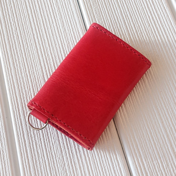ちょいスリムなミニ財布 ✨ロロマレザー(赤) 6枚目の画像