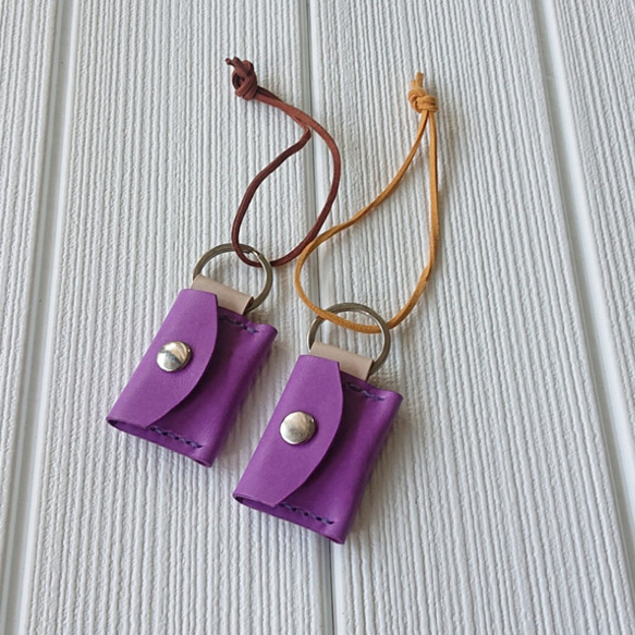 ヌメ革のキーリング マイネ(紫) 4枚目の画像