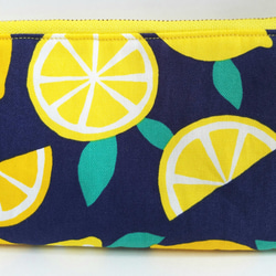 レモンのぺたんこポーチ(お財布やペンケースに♪) 4枚目の画像