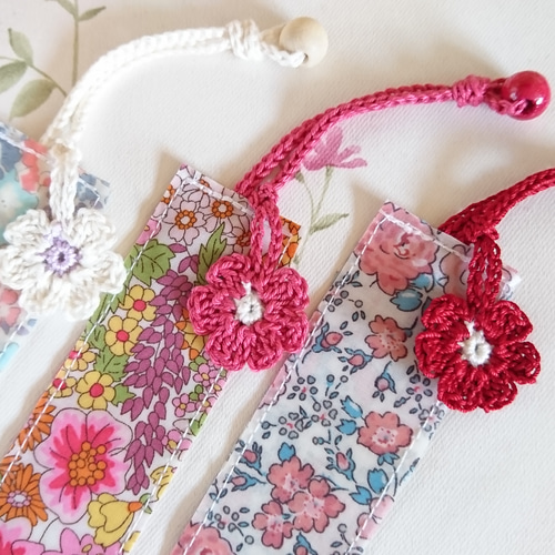 リバティラミネートのブックマーク栞三点セット♪ しおり