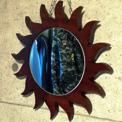 ハンドメイド036】太陽の鏡 欅(けやき）無垢板 拭き漆仕上げ その他  