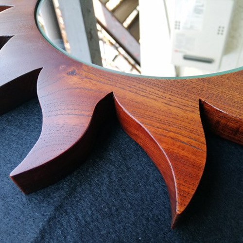 ハンドメイド036】太陽の鏡 欅(けやき）無垢板 拭き漆仕上げ その他  