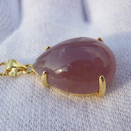 国産紫瑪瑙パープルカルセドニー♪18mm台座入り ペンダントトップ お