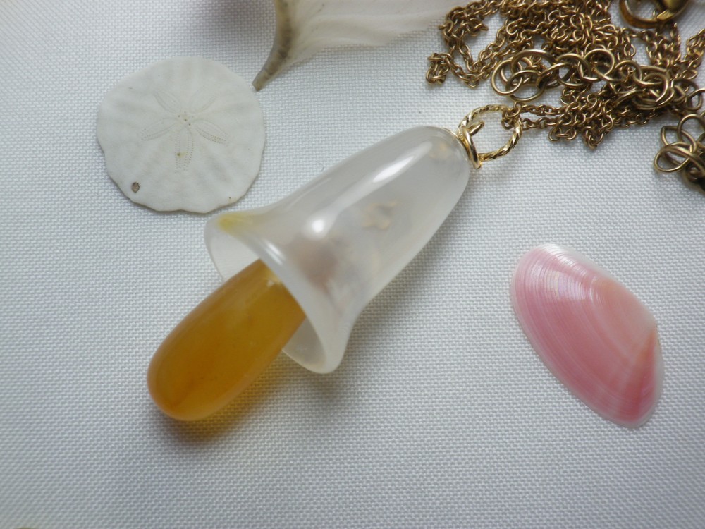 シーアゲート（瑪瑙）マリンベル♪　カーネリアン　オレンジ瑪瑙使用