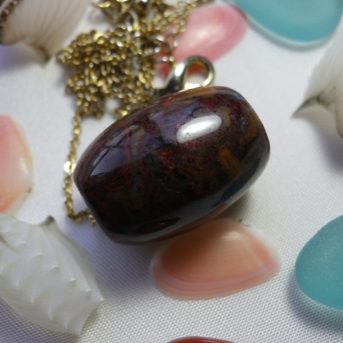 津軽錦石 官玉複雑模様 ペンダントトップ おしま工房 通販 6367095