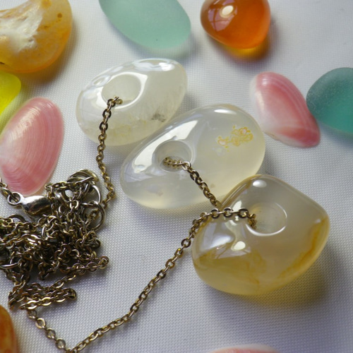 瑪瑙シーアゲート 自然の愛♪渚セット（海の石三個セット）ア