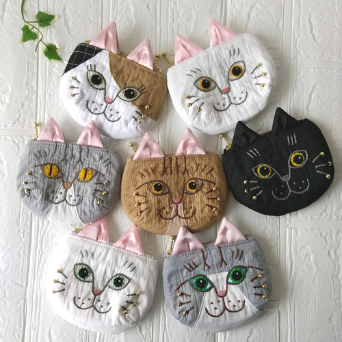 受注制作】いつまでも愛猫と一緒！お洒落猫ポーチ babyサイズ