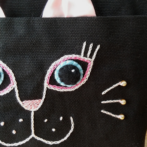 お洒落刺繍猫 トートバッグ 黒猫 トートバッグ ranco 通販