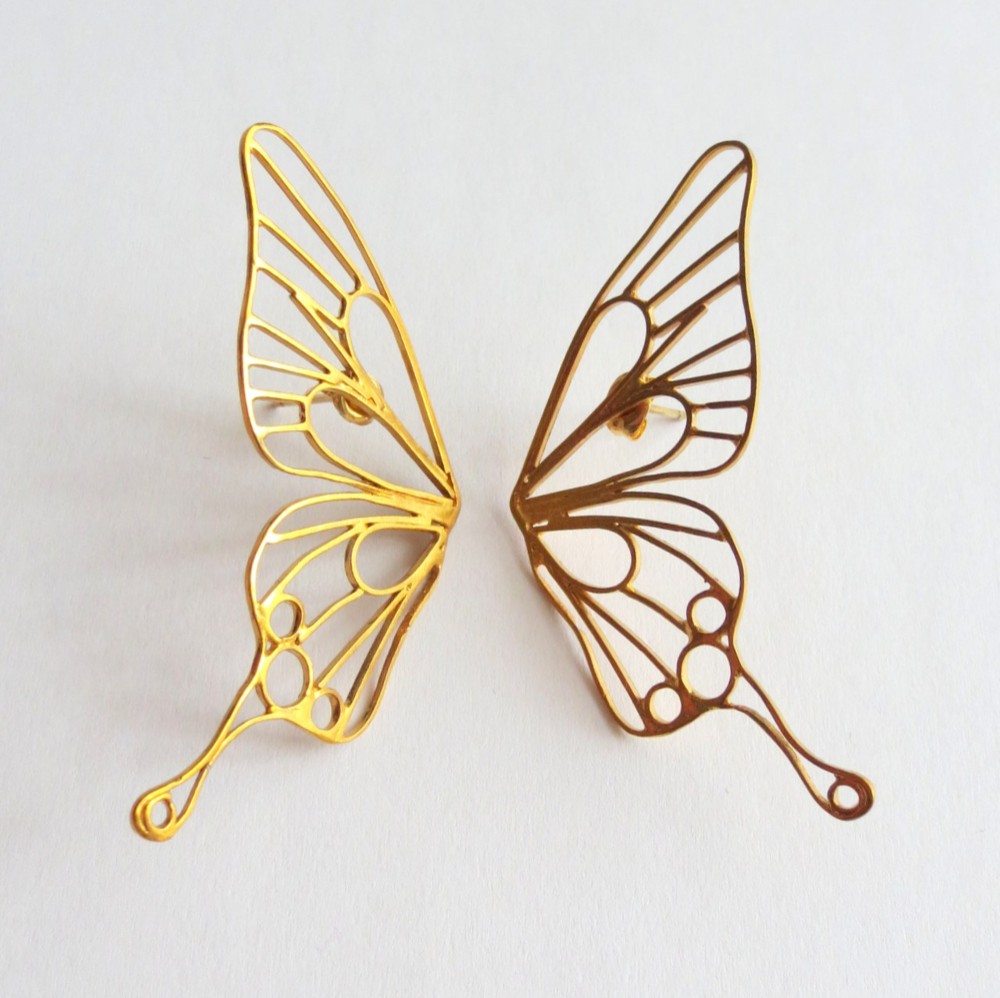 Butterfly(L) / 縦着ピアス / イエローゴールド