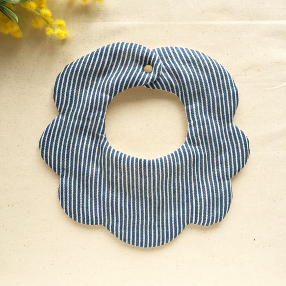 Scallop Bibs〔青ヒッコリー〕 3枚目の画像