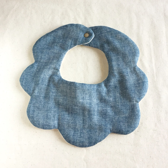 【opening SALE 500！】Scallop Bibs〔デニム風サックス〕 4枚目の画像