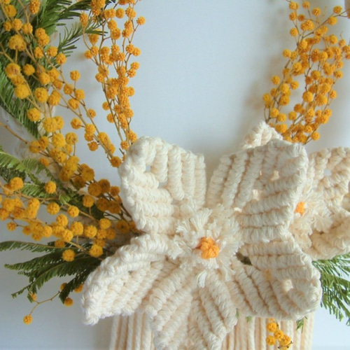 ミモザのマクラメリース #2 1点物 ドライフラワー ainailona-88 通販