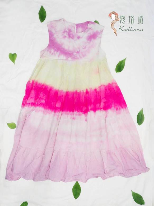 ♔蔻珞瑪♘  Ⓓⓔⓢⓘⓖⓝ - 渲染綁帶長洋裝-粉黃桃 第9張的照片