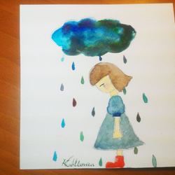 蔻珞瑪Kolloma手繪插畫明信片-『天空不要為我掉眼淚』 第1張的照片