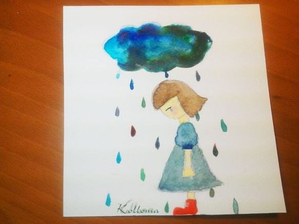 蔻珞瑪Kolloma手繪插畫明信片-『天空不要為我掉眼淚』 第1張的照片