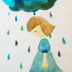 蔻珞瑪Kolloma手繪插畫明信片-『天空不要為我掉眼淚』 第4張的照片