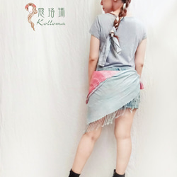 ♔蔻珞瑪♘ Ⓓⓔⓢⓘⓖⓝ - 渲染絲光棉圍巾-灰藍梅紅 第3張的照片