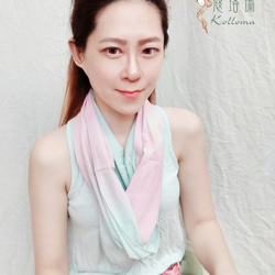 ♔蔻珞瑪♘  Ⓓⓔⓢⓘⓖⓝ 渲染棉質短圍巾-粉紅綠 第6張的照片