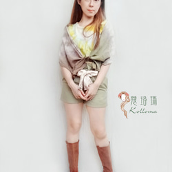 ♔蔻珞瑪♘  Ⓓⓔⓢⓘ漸層渲染棉質短圍巾-淺棕秋綠 第2張的照片