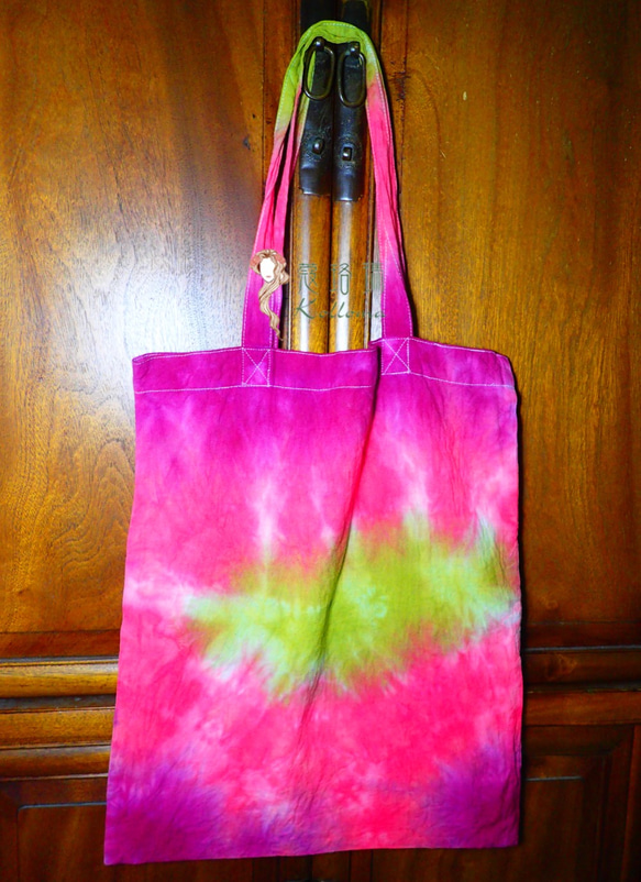 ♔蔻珞瑪♘ Ⓓⓔⓢⓘⓖⓝ - 手染購物袋-紫桃綠 第2張的照片