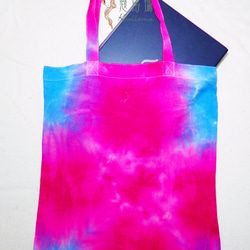 ♔Koroma♘ Ⓓⓔⓢⓘⓖⓝ - 手染めショッピングバッグ-ピーチブルー 3枚目の画像