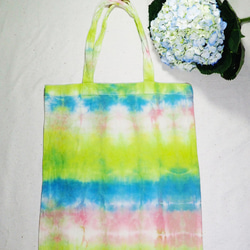 ♔蔻珞瑪♘ Ⓓⓔⓢⓘⓖⓝ - 手染購物袋-綠藍粉(寬底) 第4張的照片