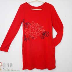 ♔蔻珞瑪♘  Ⓓⓔⓢⓘ長袖長上衣-【線花/獻花】(紅) 原價$780 第3張的照片