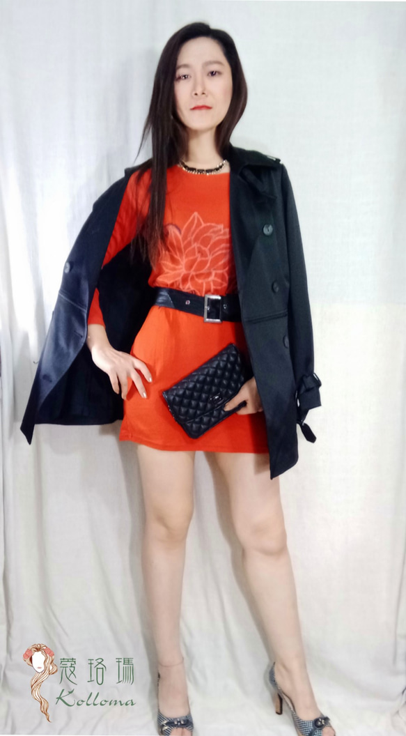 ♔蔻珞瑪♘  Ⓓⓔⓢⓘ長袖長上衣-【線花/獻花】(紅) 原價$780 第8張的照片