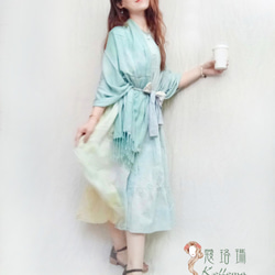 ♔蔻珞瑪♘ Ⓓⓔⓢⓘⓖⓝ - 渲染絲光棉圍巾-蒂芬妮綠 第6張的照片