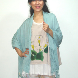 ♔蔻珞瑪♘ Ⓓⓔⓢⓘⓖⓝ - 渲染絲光棉圍巾-蒂芬妮綠 第3張的照片