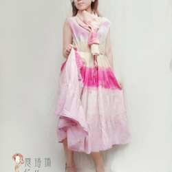 ♔蔻珞瑪♘ Ⓓⓔⓢⓘⓖⓝ - 渲染棉質圍巾-桃黃 第9張的照片
