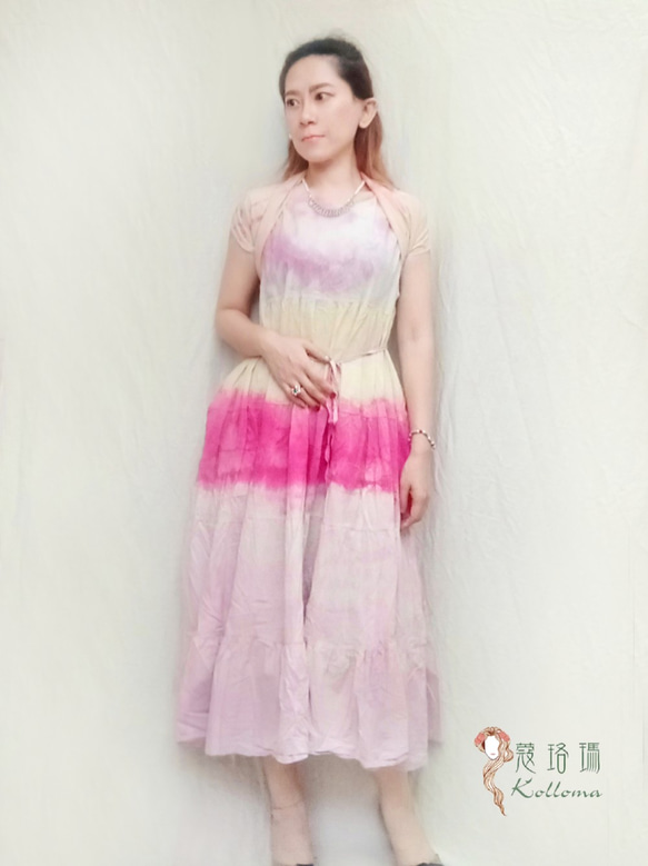 ♔蔻珞瑪♘ Ⓓⓔⓢⓘⓖⓝ - 渲染棉質圍巾-桃黃 第2張的照片