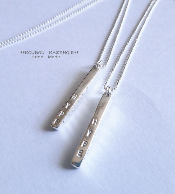 世界に一つだけ　SILVER950角線◆Square Stick Necklace◆　受注制作・刻印無料 1枚目の画像