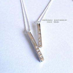 世界に一つだけ　SILVER950角線◆Square Stick Necklace◆　受注制作・刻印無料 7枚目の画像