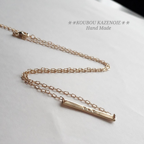 ◇世界に一つ◇オリジナル刻印入りBarネックレス【長さが選べ