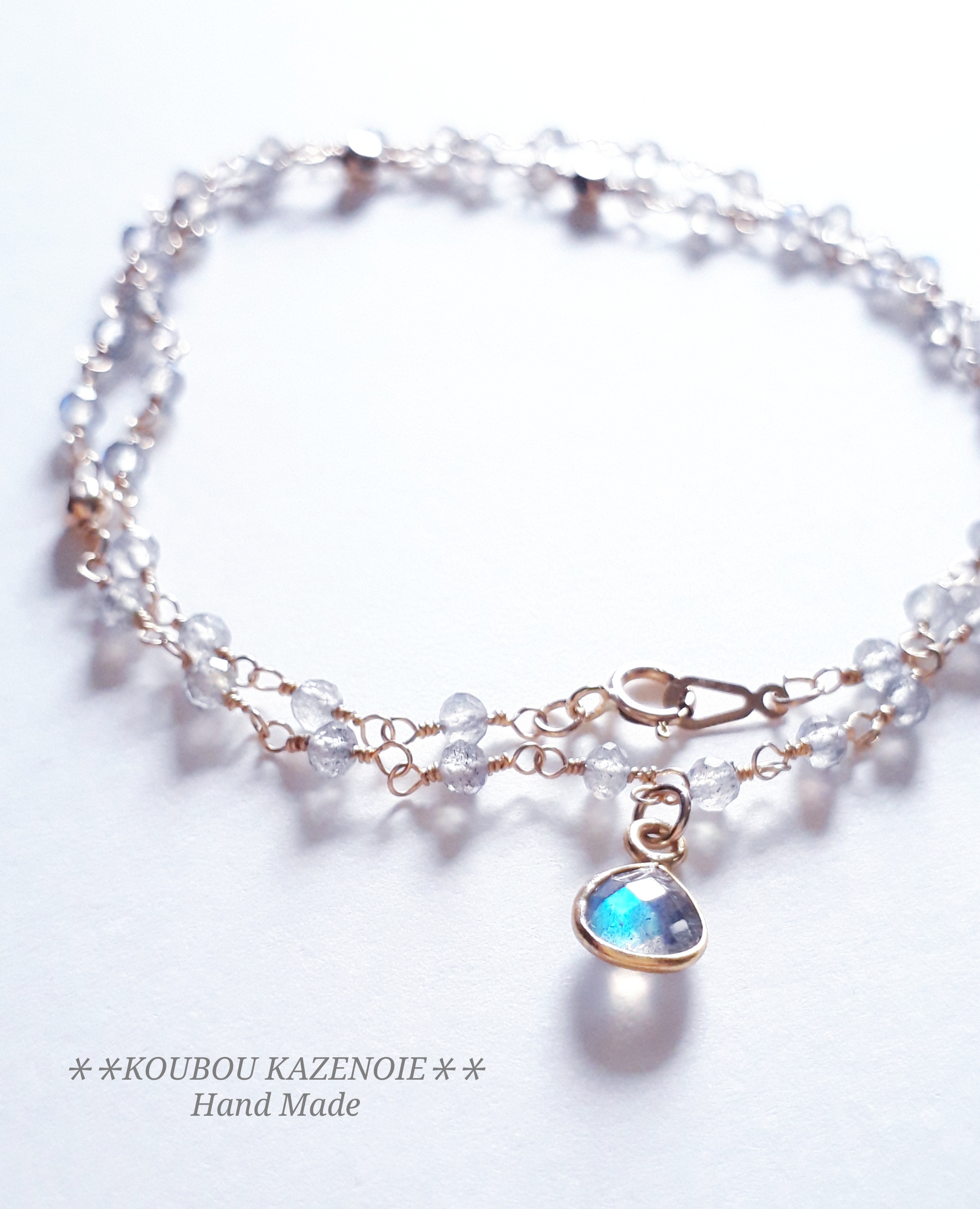 人気石♪送料無料◆宝石質◆ラブラドライト◆14KGF&18KGPトップネックレス　　受注制作