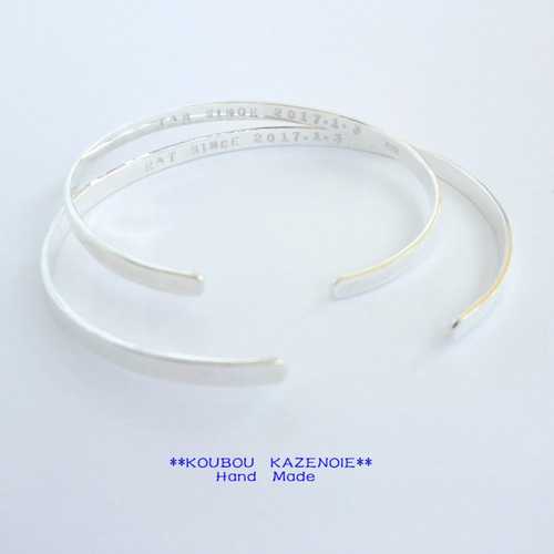 世界に一つオリジナル刻印入りシルバーバングル4mm オーダー 世界に一つオリジナル刻印入りシルバーバングル4mm オーダー