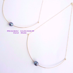 14KGF◆Pearl  Wire Top◆　淡水パールワイヤー＆チェーンネックレス 4枚目の画像