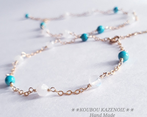 14kgf ムーンストーンのチェーンブレスレット◝✩ 14kgf ムーンストーンのチェーンブレスレット◝✩