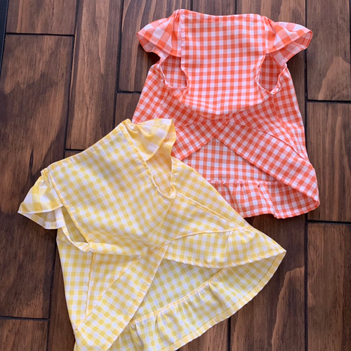 犬服♡ギンガムチェックフリルワンピース【受注製作】 ペット服