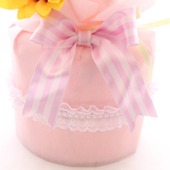 《ピンク＊女の子》出産祝い ひまわり咲く＊おむつケーキ 9枚目の画像