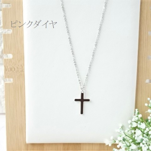 長さ変更可能】シンプル クロス ロング ネックレス☆十字架 シルバー色