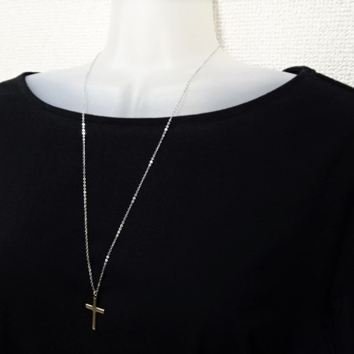再販！【長さ変更可能】シンプル クロス ロング ネックレス